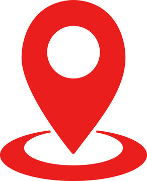 Vibrant Red Location Pin Icon for Map Navigation and GPS Tracking, Ideal for Travel Apps and Digital Marketing Graphics