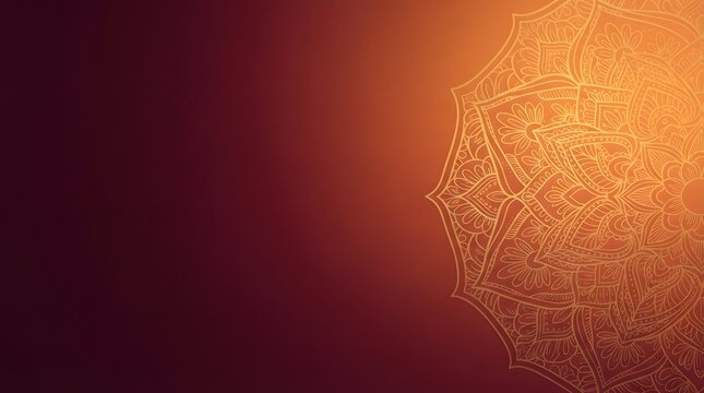 Golden mandala pattern on dark red background