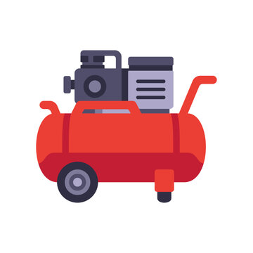 Air compressor icon with cylindrical tank and motor, flat illustration
