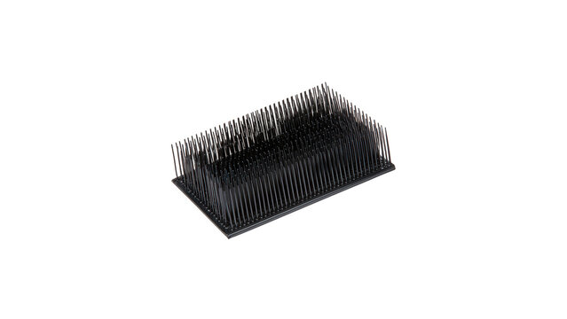 Black electronic connector header with pins with metal pins isolated on transparent background
