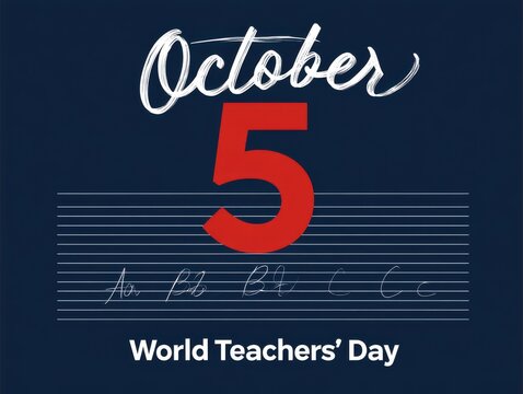 October fifth world teachers day celebration vector design