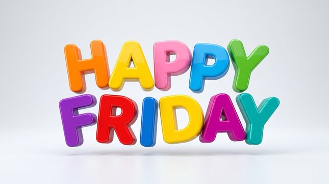 Happy Friday Colorful 3D Text Message Greeting Celebration