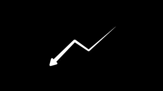 Abstract arrow business graph icon animation background. arrow rising transparent channel. arrow isolated on a black background.
