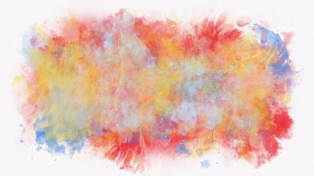 red, blue and yellow watercolor paint bleeding into white paper, a 4K artistic background for lower thirds