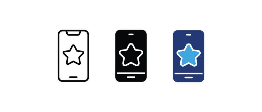 Mobile star feedback rating app review icon set