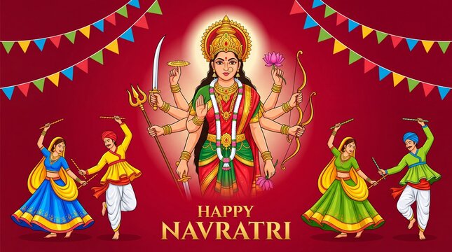 Garba Night Diwali poster for Navratri Dussehra festival of India. vector illustration design of peoples playing Dandiya dance