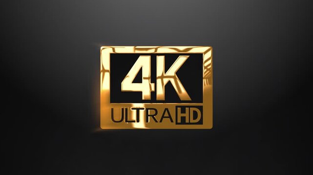 Golden 4K Ultra HD Logo Badge for Premium High Definition Video Content