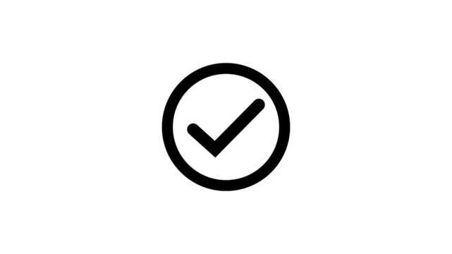 green check mark animation with fade in and fade out on black background, checkmark animation symbol, yes approve choice, approved tick mark animation