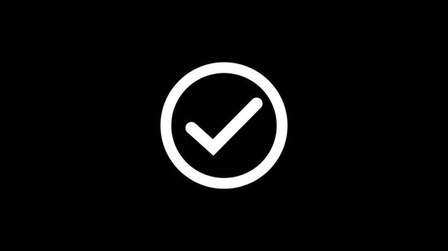 green check mark animation with fade in and fade out on black background, checkmark animation symbol, yes approve choice, approved tick mark animation