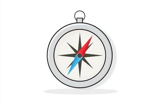 Circular compass with red and blue needle points