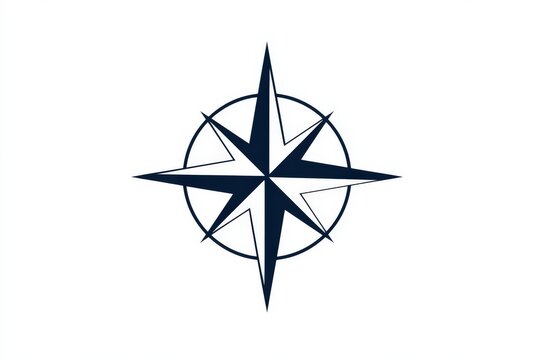 Simple compass rose on plain white background