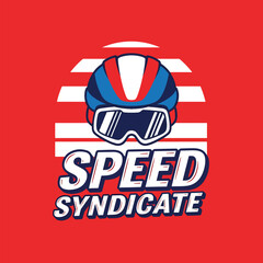 Fototapeta premium Vintage Racing Helmet and Goggles Logo Design.