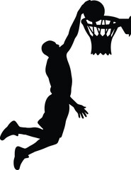 Basketball player dunking ball in silhouette for active lifestyle and games © NURUZZAMAN