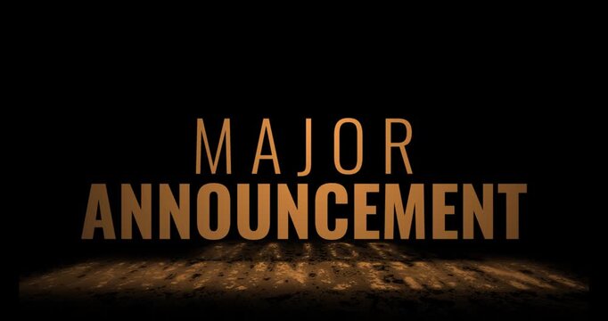 Gold Major announcement intro on background with reflection 