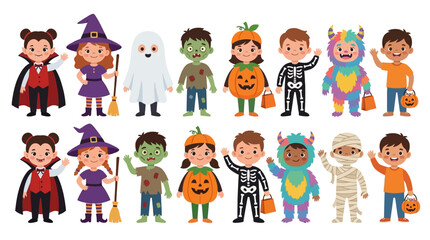 Fototapeta premium Children in Halloween Costumes Collection
