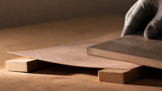 Overhead view of brown textured card stock and stacked cardboard pieces, perfect for crafting projects, packaging design, or rustic mockups, minimalist workspace setting