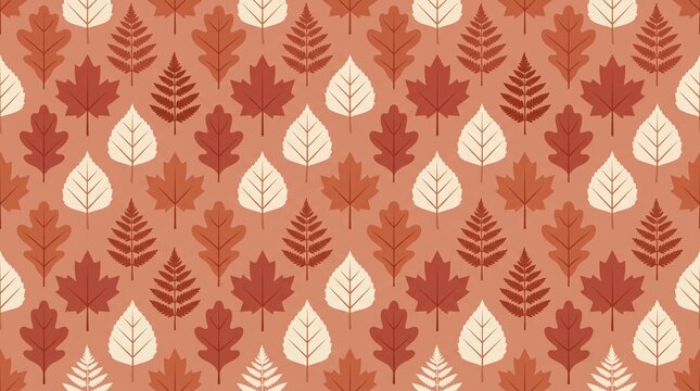 Terracotta Autumn Leaf Pattern 