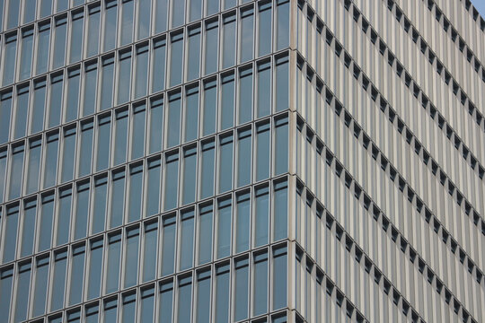 Modern skyscraper building corner pattern, abstract architecture background with corporate glass windows facade geometry, business grid lines