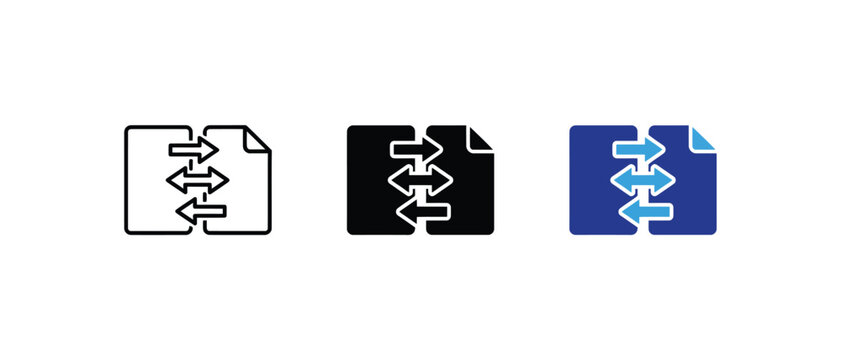 File data exchange and document transfer icon vector set