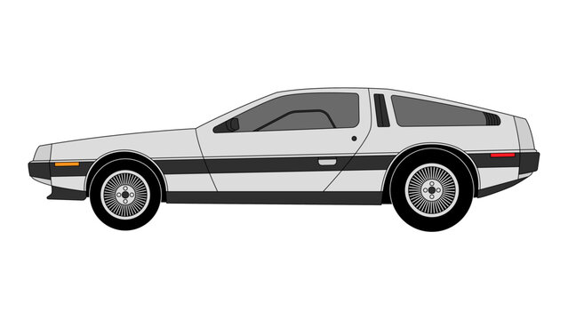 DMC DeLorean USA sport car speed vector famous steel auto 