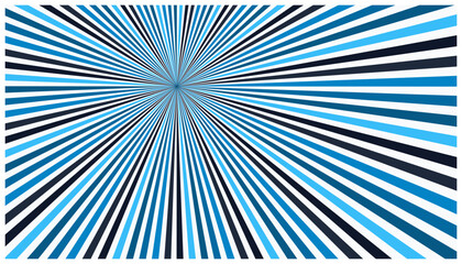 Fototapeta premium Dynamic blue radial stripe background with dense sunburst rays for high-energy graphic design and commercial print.