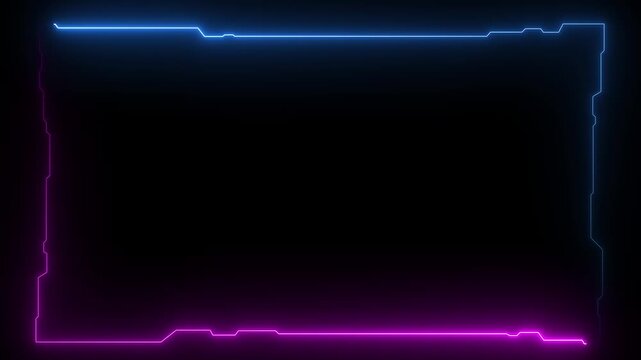 Futuristic digital HUD cyber frame technology for video overlay templates. Digital HUD futuristic motion graphic element cyber generated background. security hologram frame border 4k background.