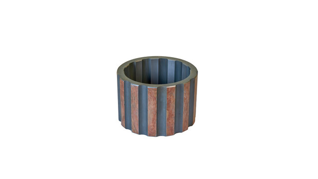 Metal spline bushing gear component with bushing internal external on transparent background