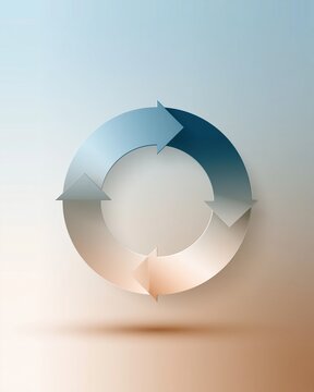 Circular arrow diagram representing cyclical process, flow, and continuous improvement on a gradient background