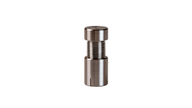 Metal threaded insert screw fastener with isolated transparent on transparent background