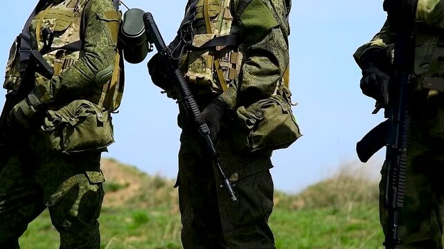 Modern Russian soldiers during training at the training ground