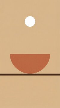 Minimalist abstract design featuring simple geometric shapes; the muted earth tones create a calm and serene feeling; perfect for modern interior decor or branding materials