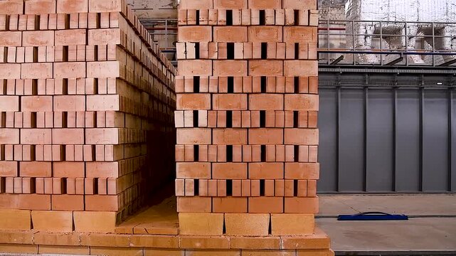 Brick factory. Production line at a factory for the production of building materials