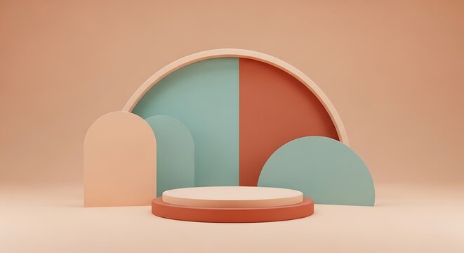 Large arch shape with three overlapping pastel circles on base
