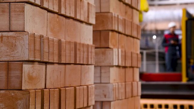 Brick factory. Production line at a factory for the production of building materials