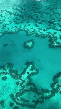 A breathtaking aerial look at Heart Reef, a naturally perfect heart‑shaped coral formation within Hardy Reef in Queensland.