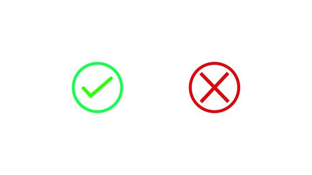 cross mark animation white background, Wrong icon 4k Motion graphic, Red X letter, crossed lines, denial concept, incorrect cross symbol, red cross mark animation 4k. Prohibition.