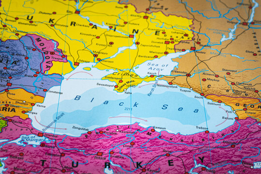 Political map of the Black Sea and the surrounding countries