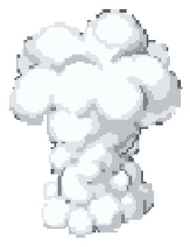 Pixel art illustration of a mushroom cloud