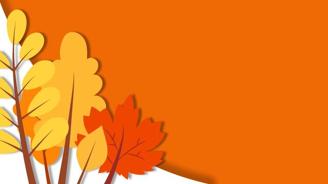 Autumn Equinox Background with Stylized Paper Cut Leaves and Copy Space.