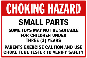 Fototapeta premium Choking hazard small parts safety warning sign vector illustration