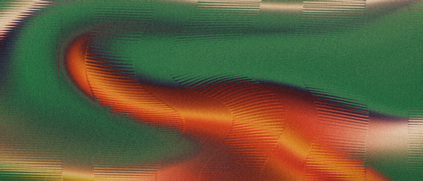 Grainy deep green, golden glow, ribbed texture, banner art., fiery orange vortex, abstract explosion