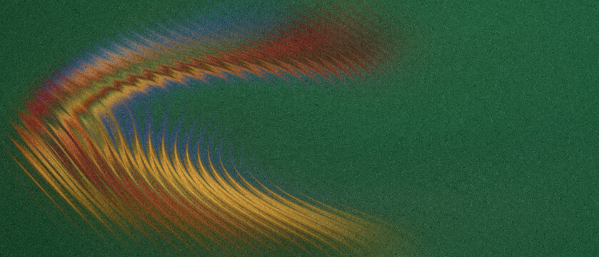 Grainy forest green, undulating luminous golden threads, subtle ruby and teal streaks, spiritual radiance backdrop, festive rippled texture