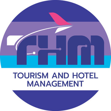 THM, THM tourism and hotel management logo design with airplane and circuit nodes vector icon