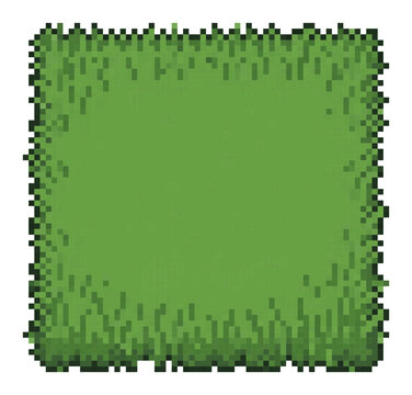 Pixel art vector illustration of green grass patch with pixelated edge