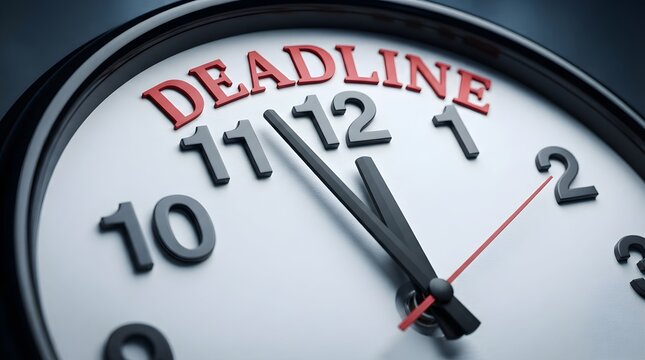 deadline clock for time management urgency and business planning