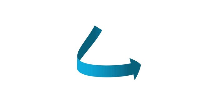 curve red arrow animation 4k in transparent background. alpha channel