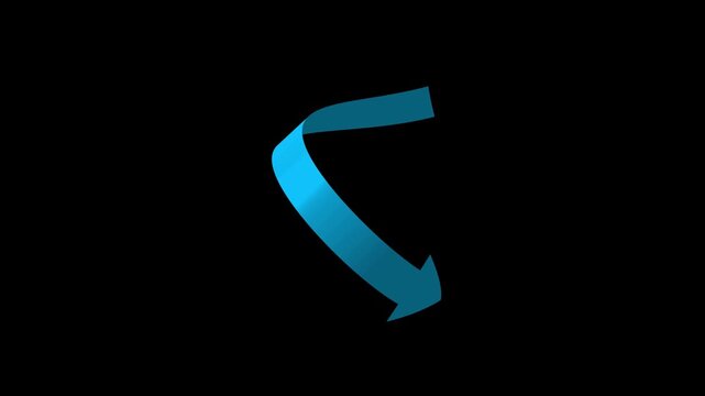 curve red arrow animation 4k in transparent background. alpha channel