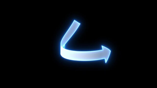curve red arrow animation 4k in transparent background. alpha channel