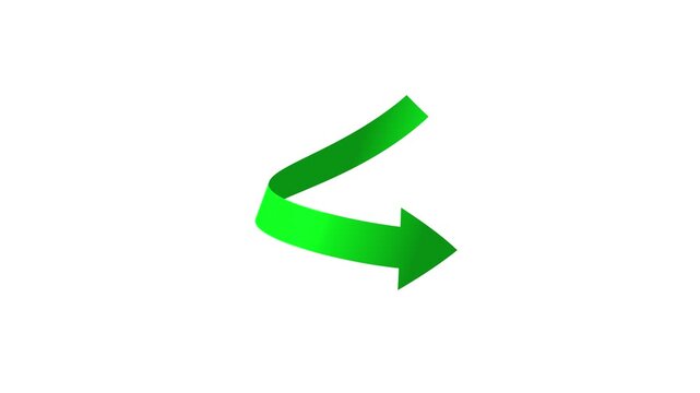 curve red arrow animation 4k in transparent background. alpha channel