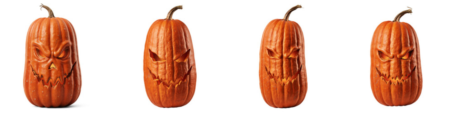 Tall sinister jack-o-lantern set with sharp carved face